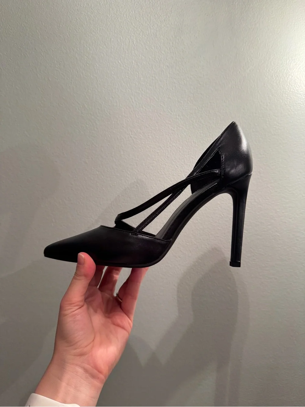 Nine West Black Pointed-Toe Strappy Stiletto Heels